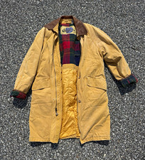 J.L. Colebrook Garment Washed Tan Cotton Canvas Lined Full Zip Coat M picture