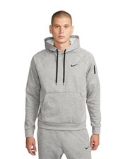 Nike Men's Therma-FIT Long Sleeve Logo Hoodie Pullover Dark Grey Heather Medium picture