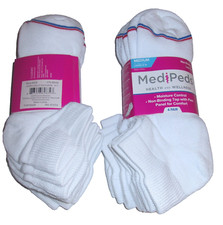 Womens 8 Pairs Medipeds Cushioned & Vented Non Binding Diabetic Low Cut Socks picture