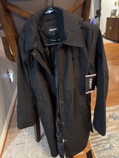 DKNY Water-Resistant Hooded Jacket Coat Black Small NWT picture