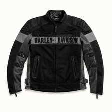 Harley Davidson Men’s Cowhide Leather Mesh Textile Motorcycle Biker Jacket picture