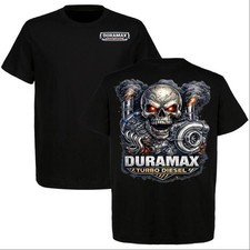 Duramax Turbo Diesel Skull T-Shirt, Graphic Tee for Truck Lovers, Heavy Duty Eng picture