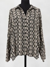 Zara womens satin effect loose animal pattern button up blouse size xl picture