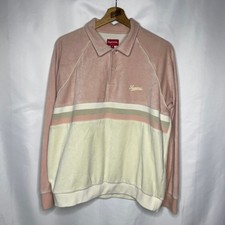 SS19 2019 Supreme NYC Stripe Velour Raglan L/S Polo in Pink M picture