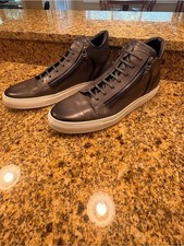 Untamed Street Men’s Aluminum Grey Leather Soho High Top Sneakers Size 47 US 14 picture