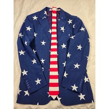OppoSuits Mens Star Blazer and Striped Tie Set US 38 Patriotic Halloween picture