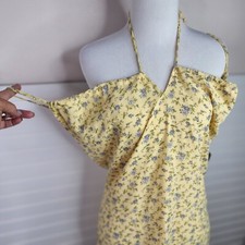 NWT MEDIUM Juniors COTTAGE CORE Forever 21 Yellow Floral side zip ruching picture