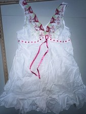 Fashion Bug Sleepwear Halter Top Embroidered 100% Cotton White Sleeveless picture