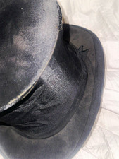Antique Young Bros. Men's Black Silk Grosgrain Top Hat Solid Pattern Size L picture