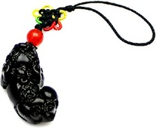 Feng Shui Obsidian Pi Yao/Pi Xiu/Bi Xie Charm Amulet Hanging for Wealth picture