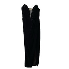 Lulus Womens XL My Dream Come True Velvet Strapless Maxi Dress Black Slit Long picture