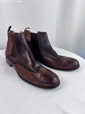 La Milano Italy Collection Men's 14 Two-Tone Chelsea Boots LZ161 Brown Leather picture
