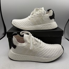 Adidas NMD_R2 PK Primeknit Running Shoes Mens Sz 9.5 White Black Sneakers BY3015 picture