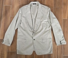 L.L. Bean Men's Size 48R Khaki Cotton Field Blazer Quarter-Lined Light Jacket picture