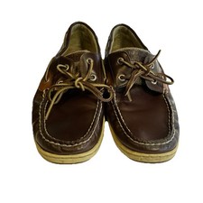 Sperry Top-Sider Leather Boat Shoes Mesh Detail Brown Tan Comfort Loafers 10M picture
