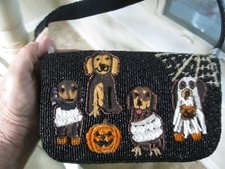 Viral Halloween Beaded Dog Purse Crossbody Dachshund Ghost Mummy Pumpkin/NWT picture