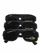 12 Pairs Cheap Men’s Plastic Sunglasses Locs Gangster Style UV400 - Black picture