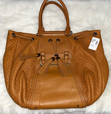 Zac Posen Brown Drawstring Satchel Top Handle Bag Tassel picture