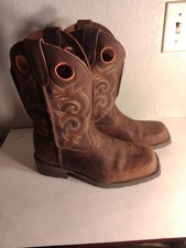 Laredo Men’s Western Cowboy Boots Size 8D Tan Leather Square Toe 7424 Worn once picture