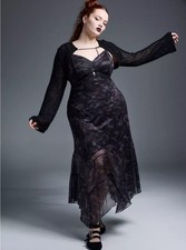 TORRID (4X /26) Black Nightfall Tiered Mesh Maxi Dress Ruffle Skirt Goth Gothic picture