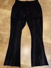 NWT Hollywood Hunna HWLD Black Sweat Pants M/L Streetwear Thick Ruff Hem 32x32 picture