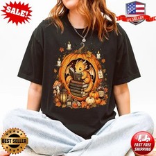 Pumpkin Dragon Book Design T-shirt, Fantasy Halloween Autumn T-shirt picture