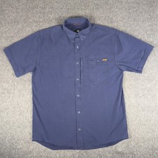 AG Gear Shirt Mens Medium Blue Solid Short Sleeve Button Up Stretch UV UPF Tech picture