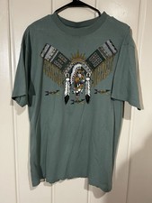 Diamond Dust Native American Dancer T-Shirt Size L Gold Glitter Vintage 1994 picture