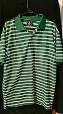 Pacific Polo Club Men's Polo Shirt XL Green White Striped Logo Button picture