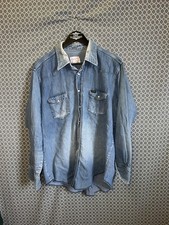 Vintage 1960s Wrangler Denim Button Up Shirt Men's Large picture