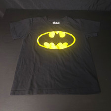 Batman DC Comics Logo Graphic Tee Black/Yellow Men’s Crew Neck Cotton XS picture