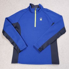 Spyder Outbound Sweater Men Medium Blue F21 Half Zip Midweight Outdoor Logo picture