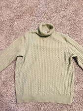 Charter Club 100% Cashmere Cable-Knit Turtleneck Pullover Sweater Green M picture