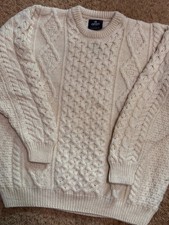 Vintage Aran Woollen Mills Sweater XL Pure New Wool Made in Ireland Cable Knit picture