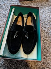 New Loro Piana Suede Summer Walk Loafers charm in blacl size 39 picture
