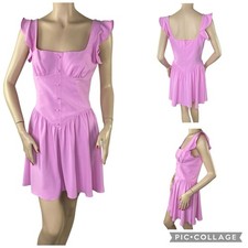 NWT $238 Amanda Uprichard Holland Carnation Pink Ruffles Mini Dress Medium picture