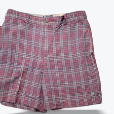 Vintage Abercrombie & Fitch Shorts Indigo Plaid Deadstock Red Blue Relaxed 34 picture