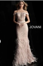 JOVANI ROSE/GOLD OFF THE SHOULDER PROM DRESS PAGEANT GOWN All Sizes picture