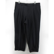 VINTAGE Hermes Pants Men 36X27 Black Wool Pleated Trousers Cuffed Italy 56 picture