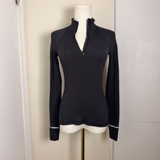 Lululemon Athletica Its Rulu Run Cropped Half Zip Ribbed Sz 2 Black picture