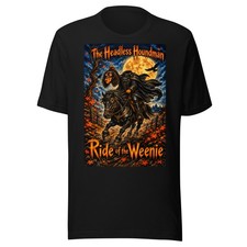 Funny Halloween Dachshund T-Shirt Ride of the Weenie Gothic Dog Tee picture