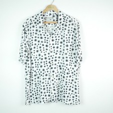 AllSaints Novar Shirt Loop Collar Camp Starburst Print Relaxed Fit Medium NEW picture