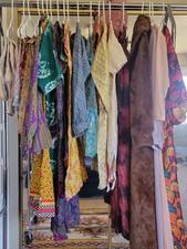 HUGE ECLECTIC LOT (20) ITEMS BOOTS SKIRTS DRESSES ROBE VINTAGE BOHEMIAN GLAM picture