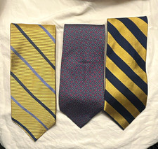 Vintage Lord & Taylor lot of 3 Men's Silk Ties Striped Geometric Gold Blue Navy picture