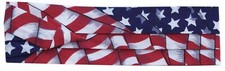 FQH Hat Band - 2 or 3-Pleat Poly/Cotton American Flag w/ 2 End Hooks, FINAL Sale picture