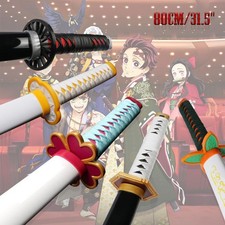 80cm Anime Samurai Wooden Sword Cosplay Katana Prop Real Size Toy Gift Kids picture