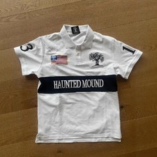 Haunted Mound Y2k Casual Retro Patchwork Pattern America Long Sleeve Polo Shirt picture