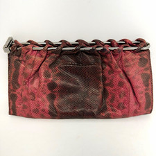 Gucci Vintage Pink/Black Karung Python Snakeskin Frame Clutch picture