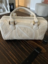 Vintage Varon 1970/1980s Cream Patchwork Snakeskin Reptile Leather Arm Bag Purse picture