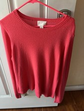 Caslon Cashmere Sweater Women Crew Neck Knit Pullover Red Long Sleeve L picture